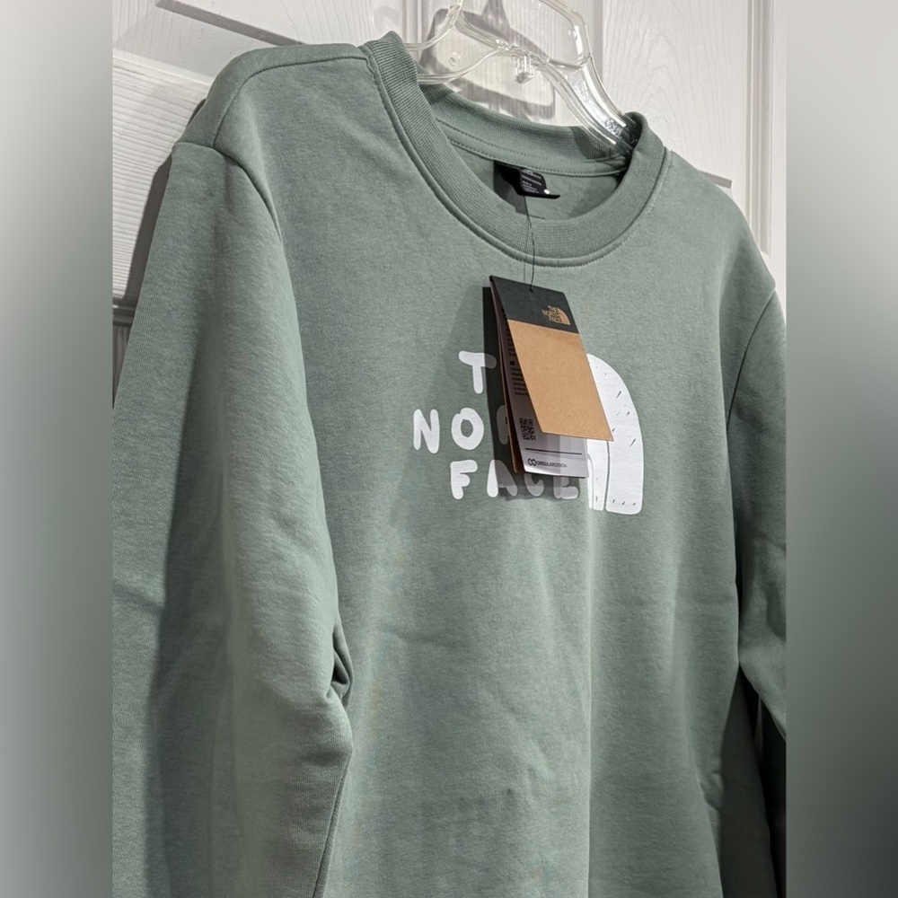 The North Face Women’s XL Evolution Sketch Logo Half Dome Crew Green NWT - Picture 2 of 8